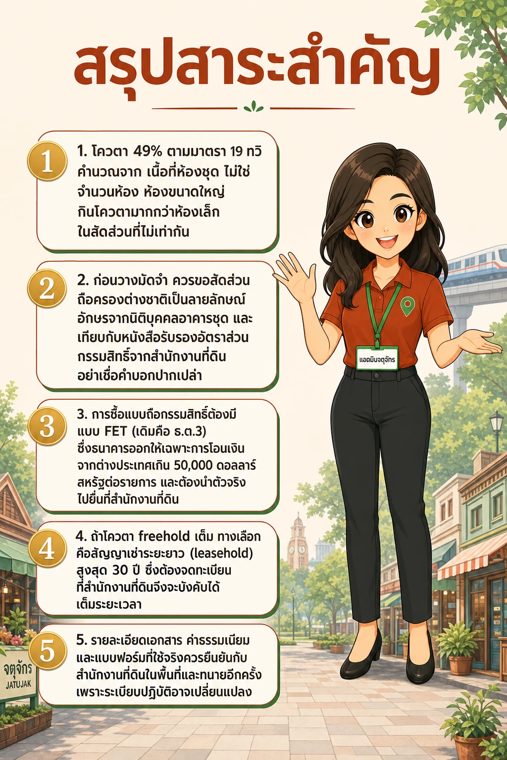 อินโฟกราฟิกสรุปข้อมูล โควตาต่างชาติ คอนโด จตุจักร: เช็กสัดส่วน 49% ให้ชัวร์ก่อนวางเงินจอง