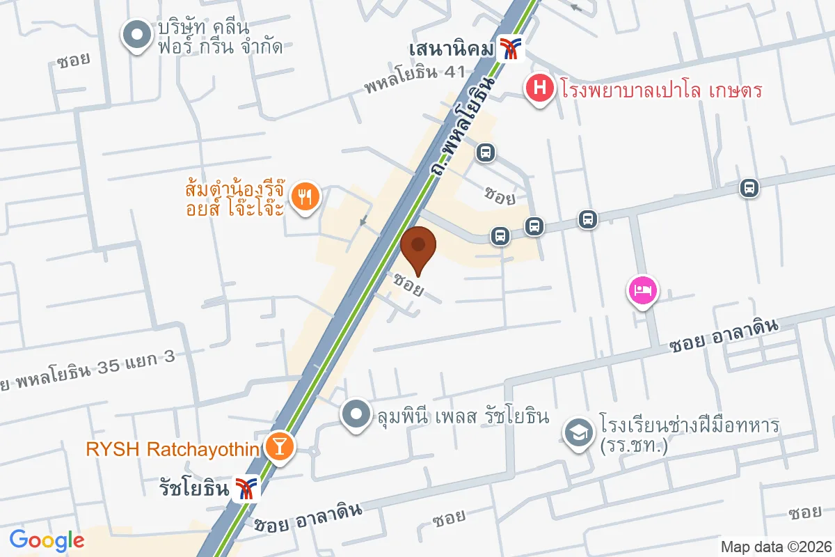 แผนที่เส้นทางเดินจากMRT พหลโยธินไปลุมพินี พาร์ค พหล 32 ย่านจตุจักร